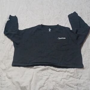 Converse Black Cropped Sweatshirt - XXL - Finished Hem - Pocket Detail